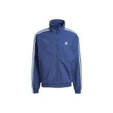 adidas originals 三葉草系列服 WAFFLE BBTT條紋經典復古立領運動休閒拉鍊長袖夾克 男女同款 奇妙白 - 藍色 - 查看 9