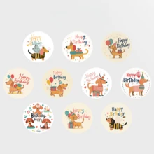 JOERBABU the little kangaroo Bobbie 1 Rollo 500 piezas Pegatinas decorativas redondas de 2,5 cm, Pegatinas para sellar tarros de almacenamiento de cocina, Pegatinas para sellar bolsas de repostería, dulces y caramelos, 10 patrones, minimalista y práctico, estilo Ins - Multicolor - Ver 5