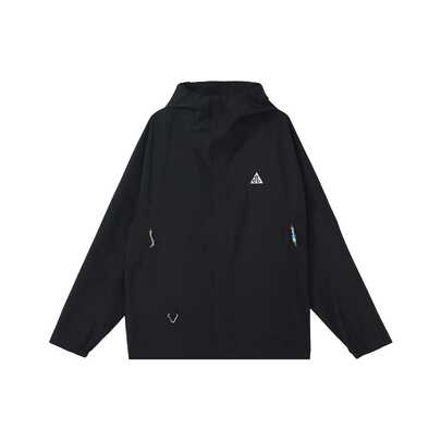  Nike ACG STORM-FIT 純色品牌Logo防水連帽拉鍊工裝休閒外套外套 男款 黑色