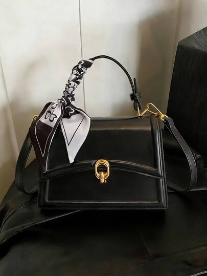 Bufanda delgada y ligera con decoración de lazo, estilo casual de negocios, hebilla metálica decorativa, cartera de mujer, bolso de mano de mujer que se puede usar como bandolera, bolso de negocios y viajes, adecuado para chicas, estudiantes universitarias, mujeres que comienzan su carrera y trabajadoras de oficina, ideal para la oficina, la universidad, el trabajo, los negocios, los viajes al trabajo, actividades al aire libre, viajes y salidas.