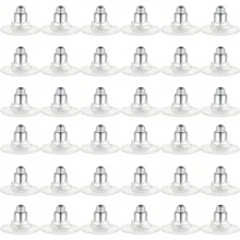 1 Set Earring Back Plugs, Transparent Plastic Metal Rubber Silicone Earring Back Bullet Plugs Replacement Kit, Suitable For Fish Hook Earrings And Earrings, Can Be Purchased Individually 50-100pcs/Pack - Multicolor - View 13