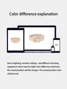 1pc Women's Multicolor PU Leather Double D-Ring Buckle Fashion Belt, Suitable For Everyday Use Fall, Autumn, Halloween - Beige - View 4