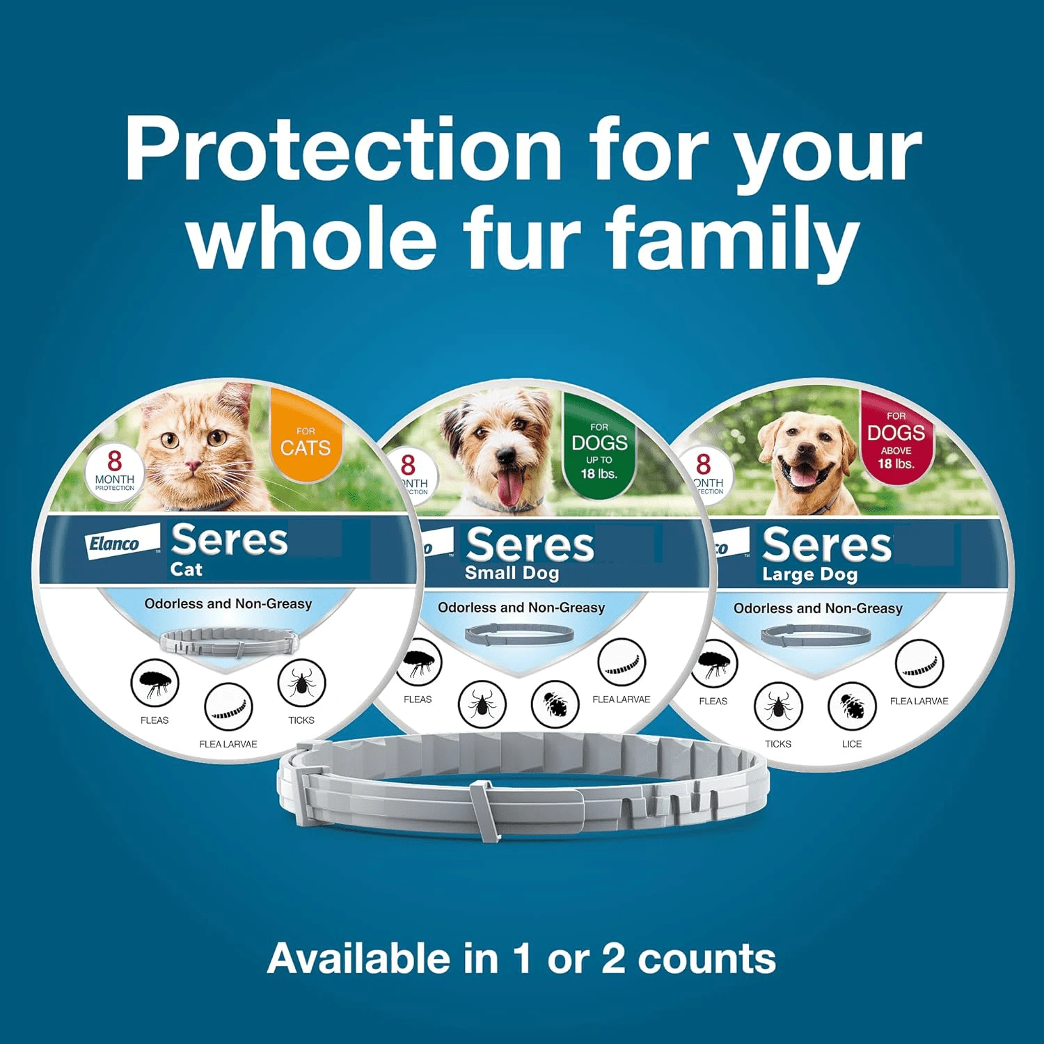 SEREST0® Flea & Tick Collar Prevention & Control For Large Dogs, Small Dogs & Cats – 8 Months Supply Each, Waterproof & Odorless, Long Lasting - Chó nhỏ - Xem 1