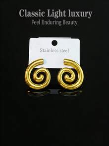 Bông tai thép không gỉ 304 mạ vàng, kiểu dáng sang trọng cổ điển hình bướm và hoa, hình xoắn ốc, phong cách Âu Mỹ, thời trang để đeo khi đi làm, thích hợp làm quà tặng Ngày của Mẹ, Lễ Phục Sinh, quà tặng ngày lễ hoàn hảo cho gia đình và bạn bè. - Nhiều màu - Xem 5