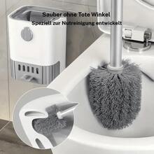 Toilettenbürsten-Set zur Wandmontage, Halter mit langem Griff, wesentliche Reinigungsutensilien für Badezimmer, perfektes Weihnachtsgeschenk für die Hausorganisation - Grau - Übersicht 4