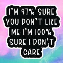 97% Don't Care, Anti-Appearance Anxiety, Anti-People Meme Sticker - Waterproof Vinyl Sticker - Durable Smooth Surface, Self-Adhesive Bumper Sticker, Suitable For Cars, Windows, Laptops, Trucks, Water Bottles - Multi-Purpose Durable Design, Car Sticker - Vinyl - View 2