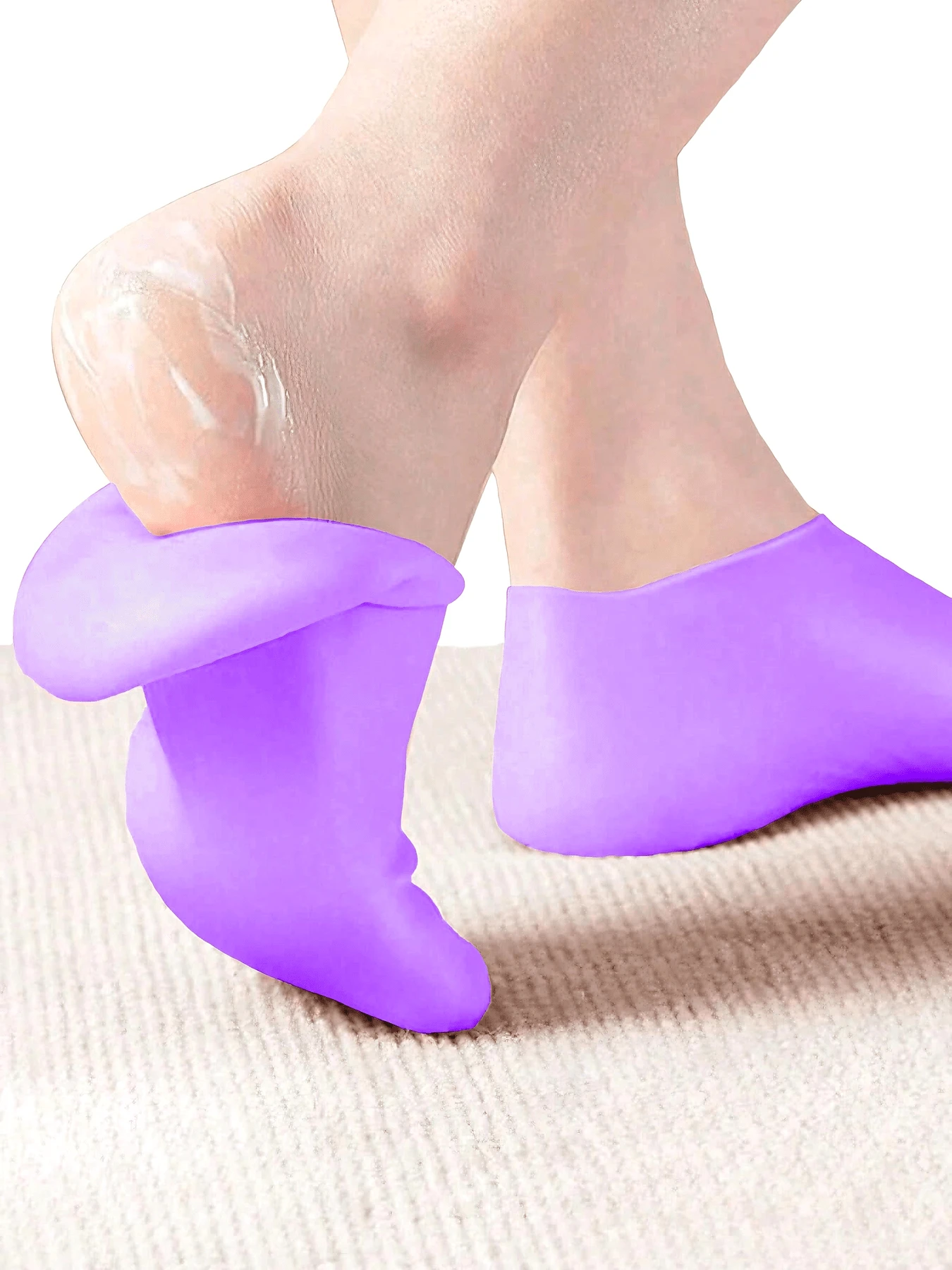 1Pair/1Set Silicone Foot Care Socks, For Dry Cracked Feet Heel And Softening Rough Skin, Foot Care Tools For Women And Men, Ideal For Pedicure, Home Foot Care, High Elastic Absorption Pressure Socks - Tím + Xanh lam - Xem 1