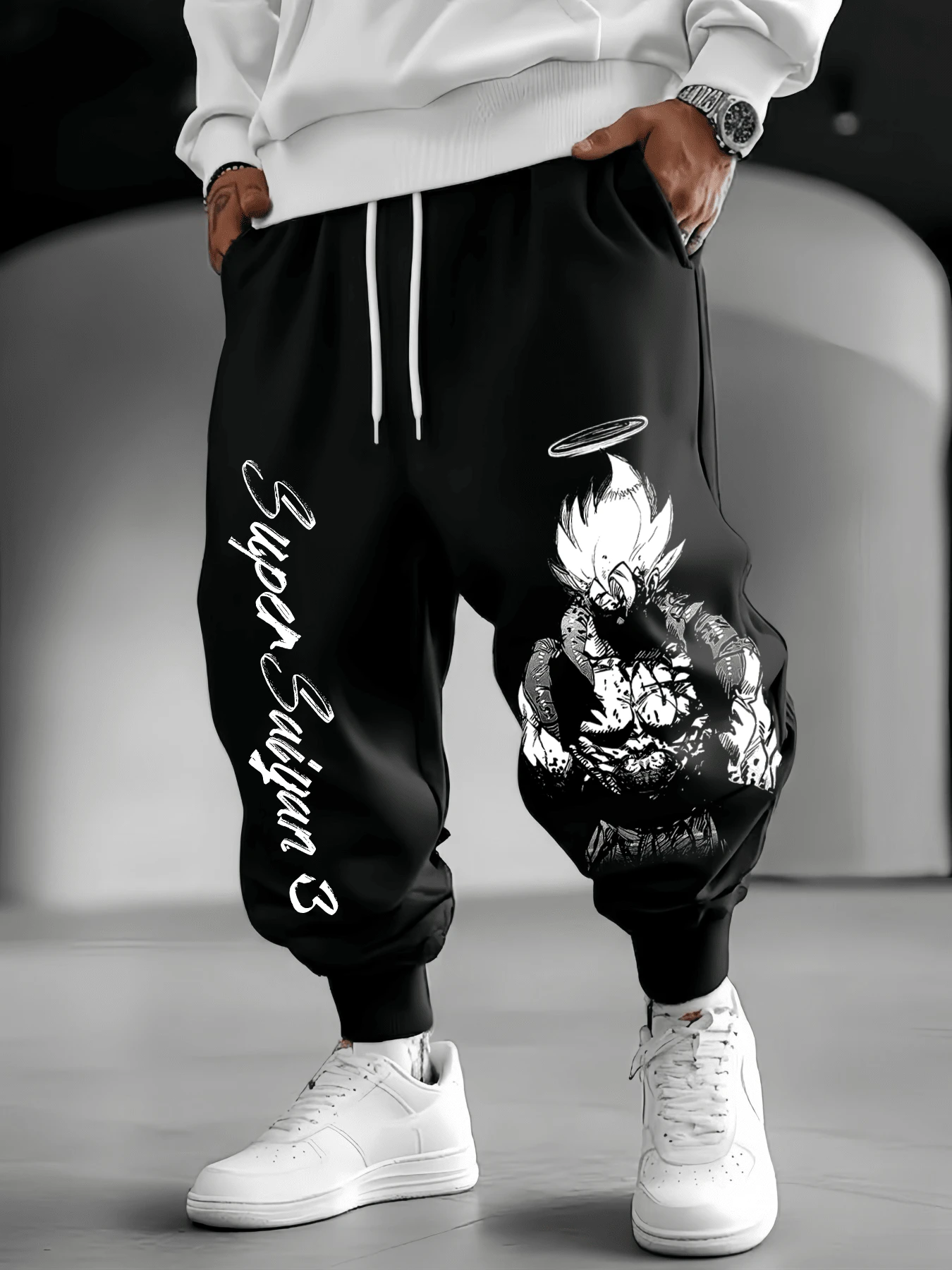 Unisex Sai-Yan Graphic Pants,Men's & Women's Casual Jogger Sweatpants,Pantalones De Hombre,Black Anime Baggy Sweatpants,Baggy Sweats,Pans Hombre,Ropa De Hombre,Men's Sweatpants,Fashionable And Versatile,Comfortable To Wear - màu đen - Xem 1