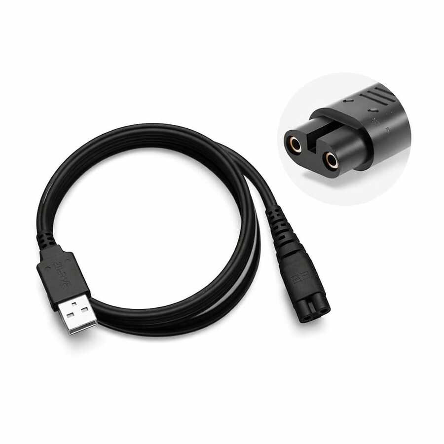 兼容 Hatteker 电动剃须刀、理发器、胡须修剪器型号 RFC-598、RSCX-7568、RFC-696、RFC-690、RFC-692、RFC-588、RSCX-9598，配备 5V USB 充电器 - 彩色 - 查看 1