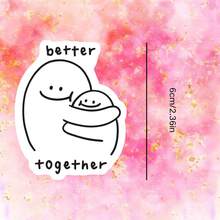 Embrace Little Dumpling, Minimalist Cute, Conveying Companionship - Waterproof Vinyl Sticker - Durable Smooth Surface, Self-Adhesive Bumper Sticker, Suitable For Cars, Windows, Laptops, Trucks, Water Bottles - Multi-Functional Durable Design, Car Sticker - Vinyl - View 3