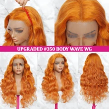 200% Density 5x5 13x4 Lace Front Wigs Human Blended Hair Body Wavy Wig, 8-34Inch Women's High-Density Wavy Curly Hair, 5x5 No Glue Wig, Suitable For Daily Wear, Halloween And Christmas Parties, #350 Ginger For Women As A Gift. - S350 - View 2