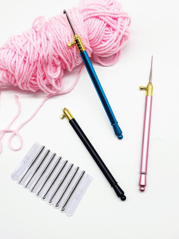 10 Sizes (0.5-2.75mm) Interchangeable Lace Crochet Hook Set, 3 Colors Optional Metal Fine Knitting Needles, Multi-Functional Crochet Tool Kit Suitable For Handmade Enthusiasts, Applicable For Lace Making, Jewelry DIY, Traditional Clothing Decoration And Bohemian Decor