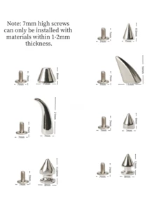 10pcs Bullet-Shaped Zinc Alloy Rivets, Gothic Punk Metal Spikes - Punk Nail - View 9