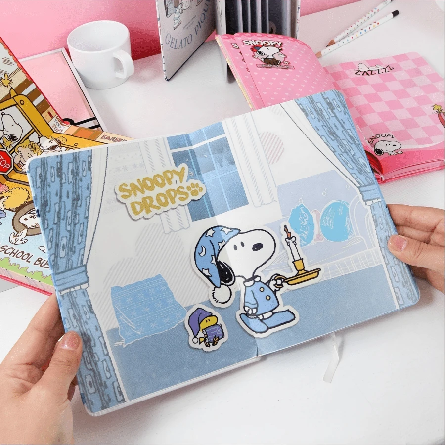 SNOOPY 1本可爱史努比PU笔记本 高颜值彩色笔记本 动漫周边 学生文具 游戏 城市机构奖品（随机款式） - 彩色 - 查看 1