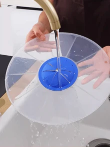 1pc Round Plastic Blender Splash Guard - Splash Cover With Measurement Markings, Oil-Resistant Lid, Easy To Clean Cooking Kitchen Accessory | Transparent Design | Easy Clean Material - Multicolor - View 4