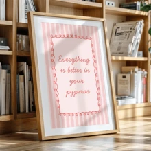 1pc Printable Bedroom Poster Layout, Pink Preppy Style Girl's Room Decoration, Pajamas Printed With Inspirational Quotes, Suitable For Home Decor, Room Decor, Bedroom Decor, Living Room Decoration, Bathroom Decor, Wall Decor, Optional Wall Art With Frame. - A - View 4