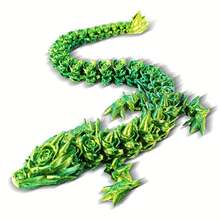 可摆造型的3D打印玫瑰龙摆件，关节灵活，花龙模型，儿童生日礼物及桌面装饰 - 玫瑰龍 - 查看 5
