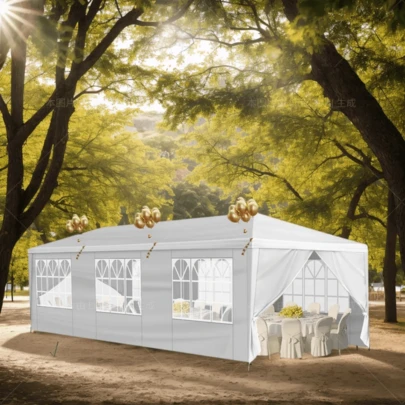1 Set 10'x30' Outdoor Party Tent Canopy, Heavy Duty Waterproof Event Shelter With Removable Sidewalls For Wedding Party Gathering Commercial Booth