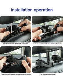 2-In-1 Car Headrest Hook With Phone Holder, Multi-Functional Hidden Seat Hanger For Bags And Accessories, Car Backseat Organizer - A - View 6