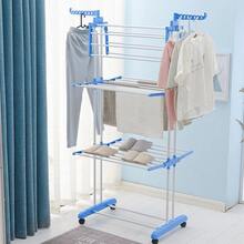 Klappbarer Wäscheständer, mobiler Wäschetrockner, Wäscheleine, 4 Etagen, 4 Räder, seitliche Flügel,75*64*170cm - Schwarz und Weiß - Übersicht 6