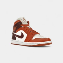 Jordan 1 Mid Dusty Peach Night Maroon (Women's) - Red - View 3