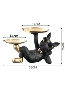 1件裝鬥牛犬玄關裝飾收納托盤，可放置眼鏡、手錶、鑰匙與珠寶，珠寶收納盒兼萬聖節/聖誕節裝飾擺件 - 彩色 - 查看 2