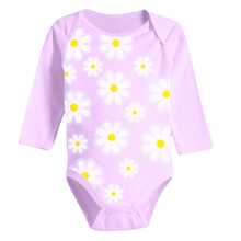 Autumn And Winter Long Bodysuit With Prints For Baby Girls - Purple - View 2