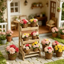 1pc Mini Flower Baskets, Flower Basket Models, Small Flower Baskets, Mini Micro Flower Potted Plants, Dollhouse Decor Scene Accessories, Food And Toy Photo Props, Mini Flower Potted Plants, Micro Scene Decorative Ornaments - Multicolor - View 4