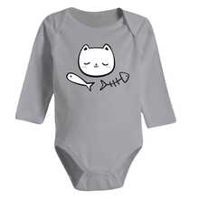 Outono e Inverno Body Longo Estampas Roupas para bebês meninas - Cinza - Visão 2