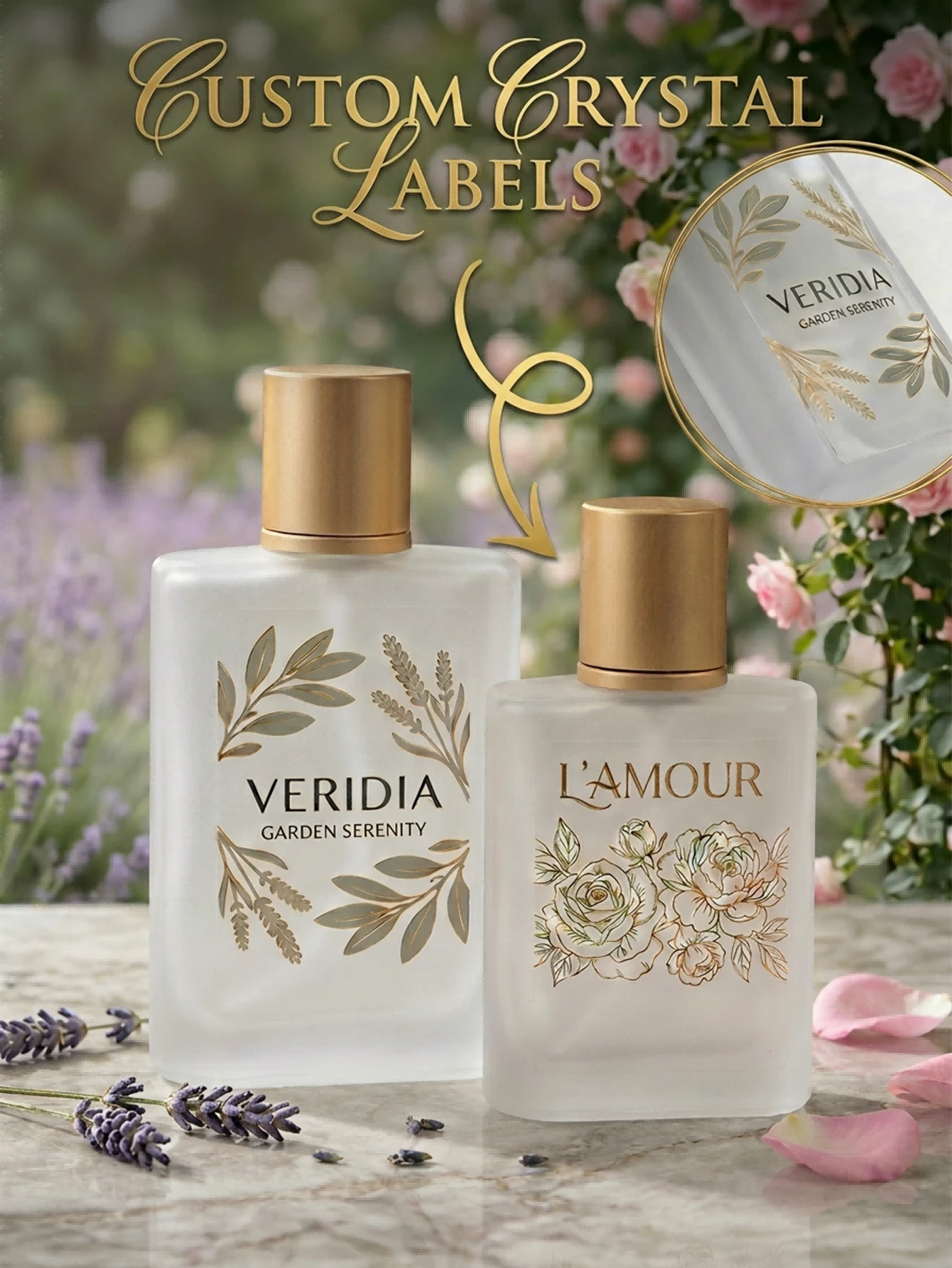 1pc Customized 100ml Crystal Perfume Bottle, Personalized Pattern & Text Crystal Label, Suitable For Daily Life, Outdoor Occasions, Etc. - 100ml - View 1