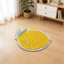 1pc Lemon Shaped Rug, Fresh Fruit Style Crawling Mat, Cute Lemon Design Carpet For Living Room, Soft Plush Bathroom Entrance Mat, Comfortable Footpad, Suitable For Bathroom And Living Room Decor - A - View 7