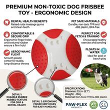 狗用飛盤玩具，耐用高品質塑料接球玩具，適合中大型犬，互動式空氣動力學訓練盤，易抓握紋理設計 - 紅白色 - 查看 4