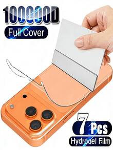 7-Pack Back Hydrogel Film Screen Protector Compatible With IPhone 17 Pro Max/17 Pro/16 Pro Max/17/16/16e/15/14/13/12/11/Pro Max/Plus/Mini Soft Hydrogel Film, Transparent, High Definition, Full Coverage, Smooth Touch - Clear - View 11