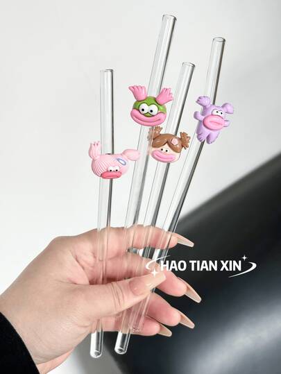 Colorful Funny Glass Straws, Transparent Smoothie, Bubble Tea, Juice, Milk, Cocktail, Cold Drink Reusable Bent Glass Straws For Milkshake, Milk, Tea, Juice, Cocktail, Cold Drink, Gifts For Girlfriend, Dessert Shop, Soft Drink Bar, Office, Bar, Restaurant