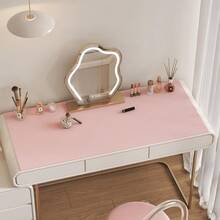 Beidseitige, doppelte Farb-Schminktischmatte für Nailart & Schminken, strapazierfähige PVC-Desktop-Schutzmatte für Studenten & Wohnheime - Rosa/Hellrosa - Übersicht 2