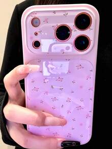 Cute Cartoon Pink Bow Rabbit Flower Phone Case Suitable For IPhone 17 Pro Max, 17 Pro, 17, 16 Pro Max, 16 Pro, 16, 15 Pro Max, 15 Pro Max, 15 Pro, 15, 14 Pro Max, 14 Pro, 14 And Other Models, Shockproof Protective Back Cover - Pink Floral - View 3