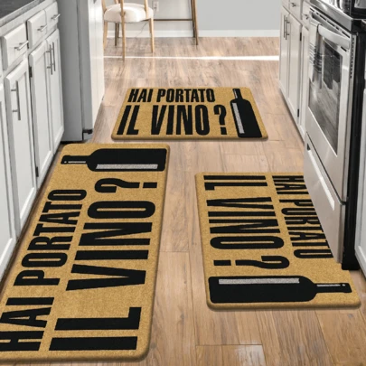 1/2/3Pcs Rustic Farmhouse Kitchen Mat Set, Non-Slip Flannel Material Floor Mats, Funny Printed Area Rug For Bedroom, Living Room, Dining Room, Kitchen, Home Decor Accessories