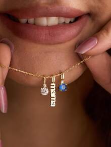 Dây chuyền vàng 18K khắc tên theo chiều dọc, dây chuyền tên gia đình/tên con, dây chuyền nhiều tên tùy chỉnh, quà tặng gia đình cá nhân hóa, quà tặng Ngày của Mẹ - Kiểu 2-Vàng - Xem 4