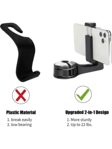 2-In-1 Car Headrest Hook With Phone Holder, Multi-Functional Hidden Seat Hanger For Bags And Accessories, Car Backseat Organizer - A - View 7