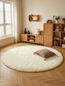 1 pieza Alfombra redonda de peluche/Alfombra de área suave y gruesa para sala de estar y dormitorio, con aislamiento acústico y apta para mascotas, adecuada para dormitorio, estudio, todo el año, con opciones de multicolor, fácil de limpiar - Alfombra redonda de felpa - Ver 4
