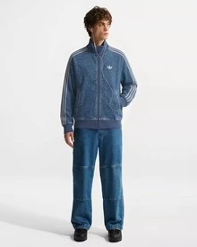 adidas originals ADICOLOR 拉鍊立領寬鬆舒適牛仔外套 男款 牛仔藍 - 藍色 - 查看 8