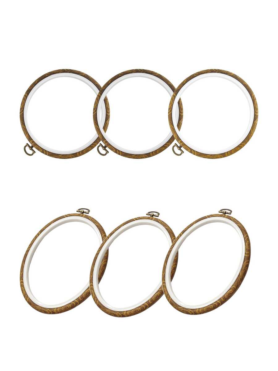 3pcs/Set Luxury Retro Embroidery Hoops, Round/Oval Faux Wood Embroidery Frames, Suitable For DIY Home Decor, Wall Art, Craft Kits, Suitable For Adults & Beginners, Gift Making - Antique Embroidery Hoop - View 1