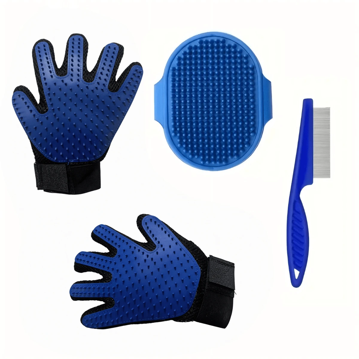 Upgraded Efficient Pet Hair Removal Set, Includes Grooming Glove, Massage Brush, Gentle Deshedding Brush Suitable For Long & Short Haired Dogs, Cats And Horses, Massage And Promote Blood Circulation - Easy To Use And Clean - Multicolor - View 1