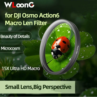 For Osmo Action6 Macro Len Filter, Multi-Coated/Optical Glass/Aluminum Alloy Frame, Capture Wonders Microscopic, Perfect For Outdoor Sports/Adventure And Holiday Travel, Lightweight Buckle Design | Easy Installation | Creative Macro Filter