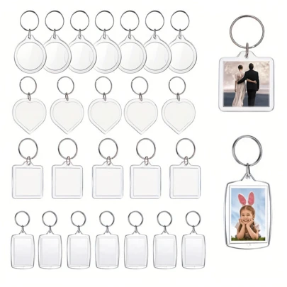 2/10pcs Clear Acrylic Photo Keychains, Vertical Oval Picture Frame Key Rings, 2.2 X 1.6 Inch Blank Rectangle Keychains For Photos, Ideal For Christmas & Valentine's Day Gifts, Keychain Photo
