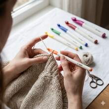 6支/套 超大号人体工学钩针（7毫米-20毫米），塑料大号钩针，专为粗线设计，颜色编码的编织工具，适合初学者 - 彩色套件 - 查看 5