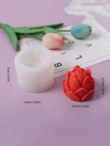1 pieza Molde de silicona en forma de flor de loto 3D para velas de yeso, molde de silicona hecho a mano para velas, ceras fundidas, decoración - A-blanco - Ver 7