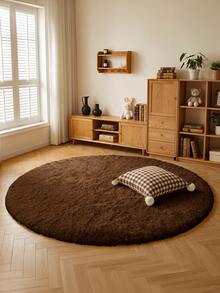1 pieza Alfombra redonda de peluche/Alfombra de área suave y gruesa para sala de estar y dormitorio, con aislamiento acústico y apta para mascotas, adecuada para dormitorio, estudio, todo el año, con opciones de multicolor, fácil de limpiar - Alfombra redonda de felpa - Ver 6