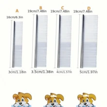 1 Lược chải lông thú cưng bằng thép không gỉ, lược chải lông dài và dày, 19cm, chuyên dụng cho chó và mèo, dễ dàng gỡ rối, nhẹ nhàng loại bỏ lớp lông tơ rụng, cũng có thể dùng như lược chải bọ chét. - Bạc - Xem 2