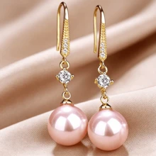 1 Đôi bông tai ngọc trai Zirconia cao cấp phong cách Hàn Quốc sang trọng tối giản, thanh lịch, thích hợp cho công sở. - Nhiều màu - Xem 2